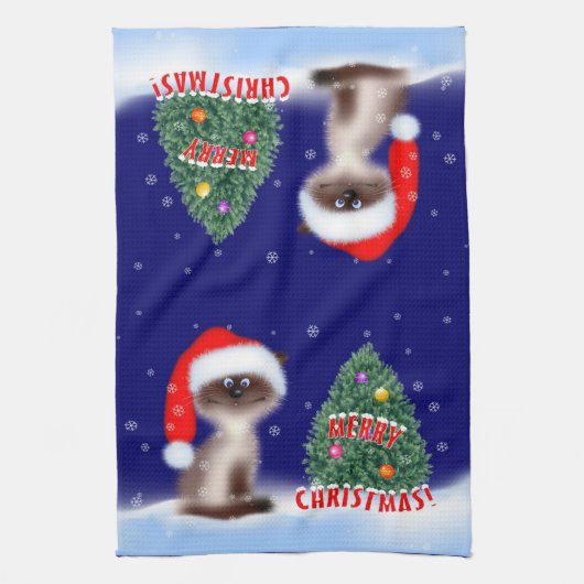 Linge De Cuisine Cat à Santa Hat (Vertical)