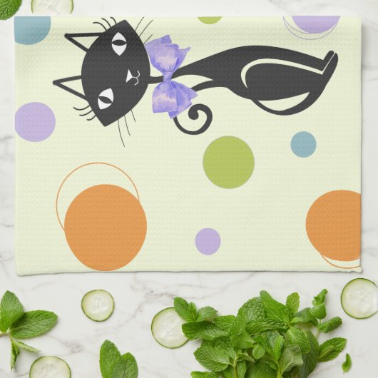 Linge De Cuisine Cat moderne du milieu du siècle (Plié)