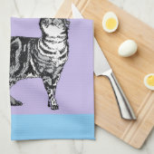 Linge De Cuisine Cat Tabby Pastel Cats Womens Light Blue Purple (Quart Plié)