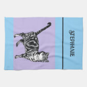 Linge De Cuisine Cat Tabby Pastel Cats Womens Light Blue Purple (Horizontal)