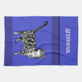 Linge De Cuisine Cat Tabby Pastel Cats Womens Navy Blue (Horizontal)
