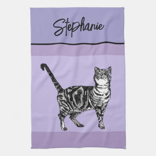 Linge De Cuisine Cat Tabby Pastel Cats Womens Pastel Purple (Vertical)