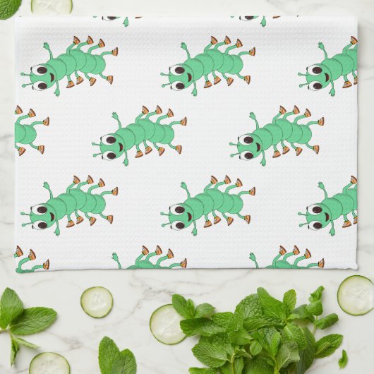 Linge De Cuisine Caterpillar verte (Plié)