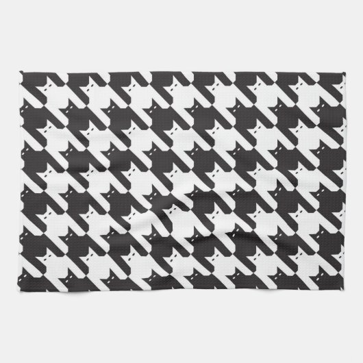 Linge De Cuisine CatsTooth noir et blanc (Horizontal)