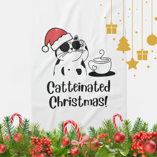 Linge De Cuisine Catteinated Christmas Coffee and Cat Lover Holiday