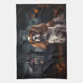Linge De Cuisine Cavalier King Charles Spaniel Halloween effrayant (Vertical)