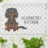Linge De Cuisine Cavalier King Charles Spaniel noir et feu & Texte (Plié)