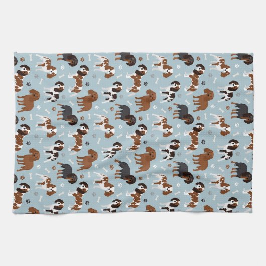 Linge De Cuisine Cavalier King Charles Spaniel Paws and Bones (Horizontal)