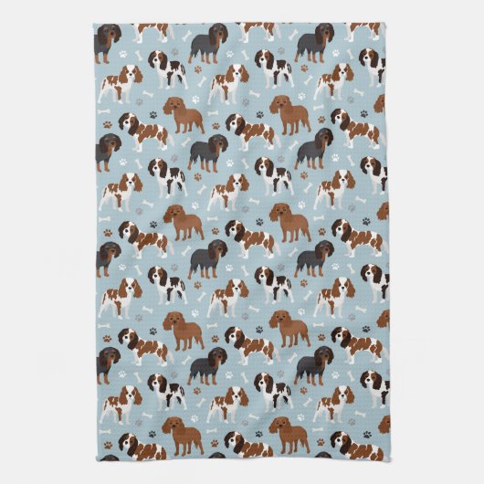 Linge De Cuisine Cavalier King Charles Spaniel Paws and Bones (Vertical)