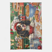 Linge De Cuisine Cavalier King Charles Spaniel préparant Noël (Vertical)