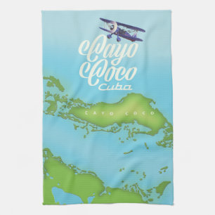 Linge De Cuisine Cayo Coco Cuba carte de style vintage.