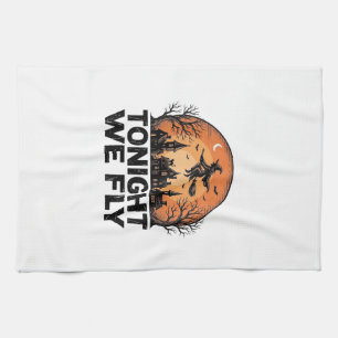 Linge De Cuisine Ce Soir Nous Volons Vintage Sorcière Halloween Con