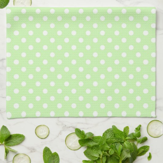 Linge De Cuisine Célery Green White Polka Dot Pattern (Plié)