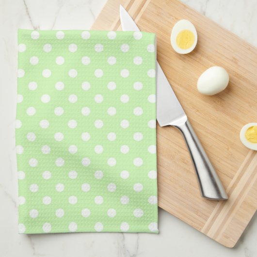 Linge De Cuisine Célery Green White Polka Dot Pattern (Quart Plié)