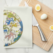 Linge De Cuisine Céleste Vintage, Sphère Arabe, Constellations (Quart Plié)