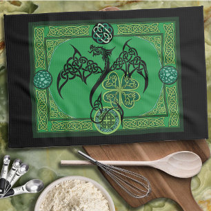 Linge De Cuisine Celtique irlandais de dragon vert