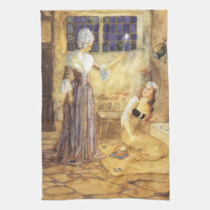 Linge De Cuisine Cendrillon de conte de fée vintage avec la fée mar