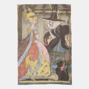 Linge De Cuisine Cendrillon et Marraine Fée, Conte de Fées Vintage