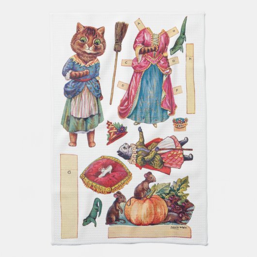 Linge De Cuisine Cendrillon, poupée de papier, Louis Wain (Vertical)