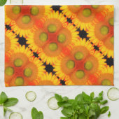 Linge De Cuisine Centre De Tournesol Près Art Floral Abstrait (Plié)