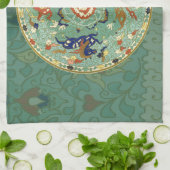 Linge De Cuisine Cercle chinois antique bleu vert (Plié)
