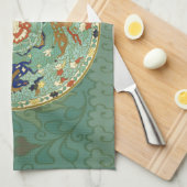 Linge De Cuisine Cercle chinois antique bleu vert (Quart Plié)