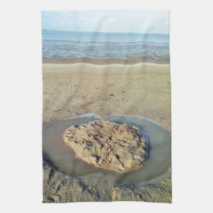 Linge De Cuisine Cercle d'eau à Sand sur la plage, heure d'été