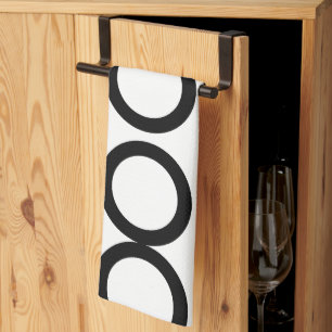 Linge De Cuisine Cercle noir et blanc géométrique