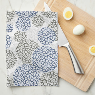 Linge De Cuisine Cercles avec imprimé léopard gris et bleu