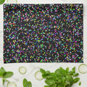 Linge De Cuisine Cercles colorés bulles sur motif unique noir