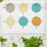 Linge De Cuisine Cercles Colorés Sur Lignes Noires Mi-Siècle Modern<br><div class="desc">Cette serviette de cuisine moderne et colorée du milieu du siècle présente un bleu turquoise,  deux nuances d'orange,  crème et cercles bronzés sur une grille bordée de noir. Ajoutez un peu de plaisir à votre décor de cuisine !</div>