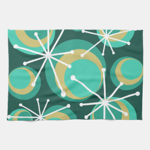 Linge De Cuisine Cercles du milieu du siècle démarre Turquoise