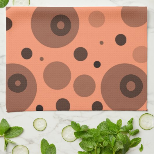Linge De Cuisine Cercles et points orange et marron (Plié)