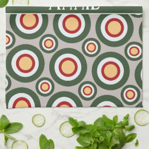 Linge De Cuisine Cercles gris vert Motif minimal