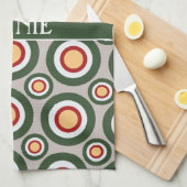 Linge De Cuisine Cercles gris vert Motif minimal (Quart Plié)