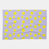 Linge De Cuisine Cercles jaunes sur motif pourpre (Horizontal)