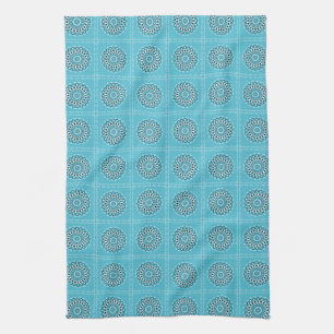 Linge De Cuisine Cercles kaléidoscope Turquoise Mandala