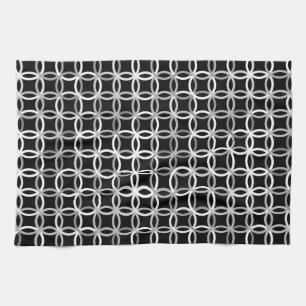 Linge De Cuisine Cercles modernes du milieu du siècle, noir, blanc 