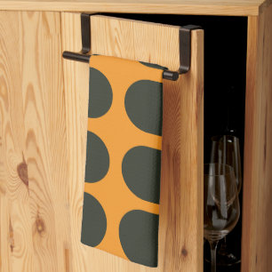 Linge De Cuisine Cercles noirs orange