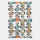 Linge De Cuisine Cercles orange turquoise Motif du milieu du siècle (Vertical)