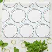 Linge De Cuisine Cercles petit Turquoise & Brown dessiné à la main  (Plié)