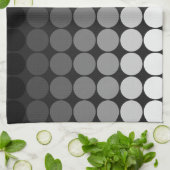 Linge De Cuisine Cercles pop mod en blanc à noir (Plié)