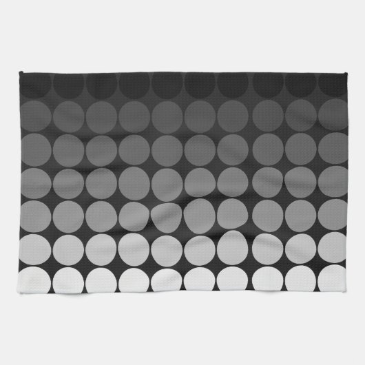 Linge De Cuisine Cercles pop mod en blanc à noir (Horizontal)