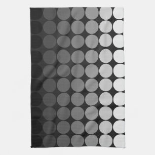 Linge De Cuisine Cercles pop mod en blanc à noir