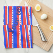 Linge De Cuisine Cercles Rayures Bleu Blanc Rouge (Quart Plié)