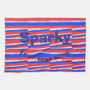 Linge De Cuisine Cercles Rayures Bleu Blanc Rouge