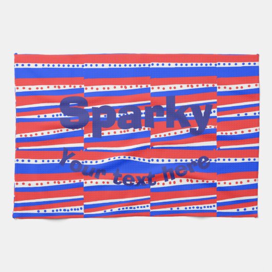 Linge De Cuisine Cercles Rayures Bleu Blanc Rouge (Horizontal)