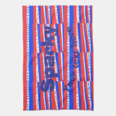 Linge De Cuisine Cercles Rayures Bleu Blanc Rouge (Vertical)