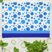 Linge De Cuisine Cercles Rétro et Points Polka en Bleus (Plié)