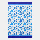 Linge De Cuisine Cercles Rétro et Points Polka en Bleus (Vertical)